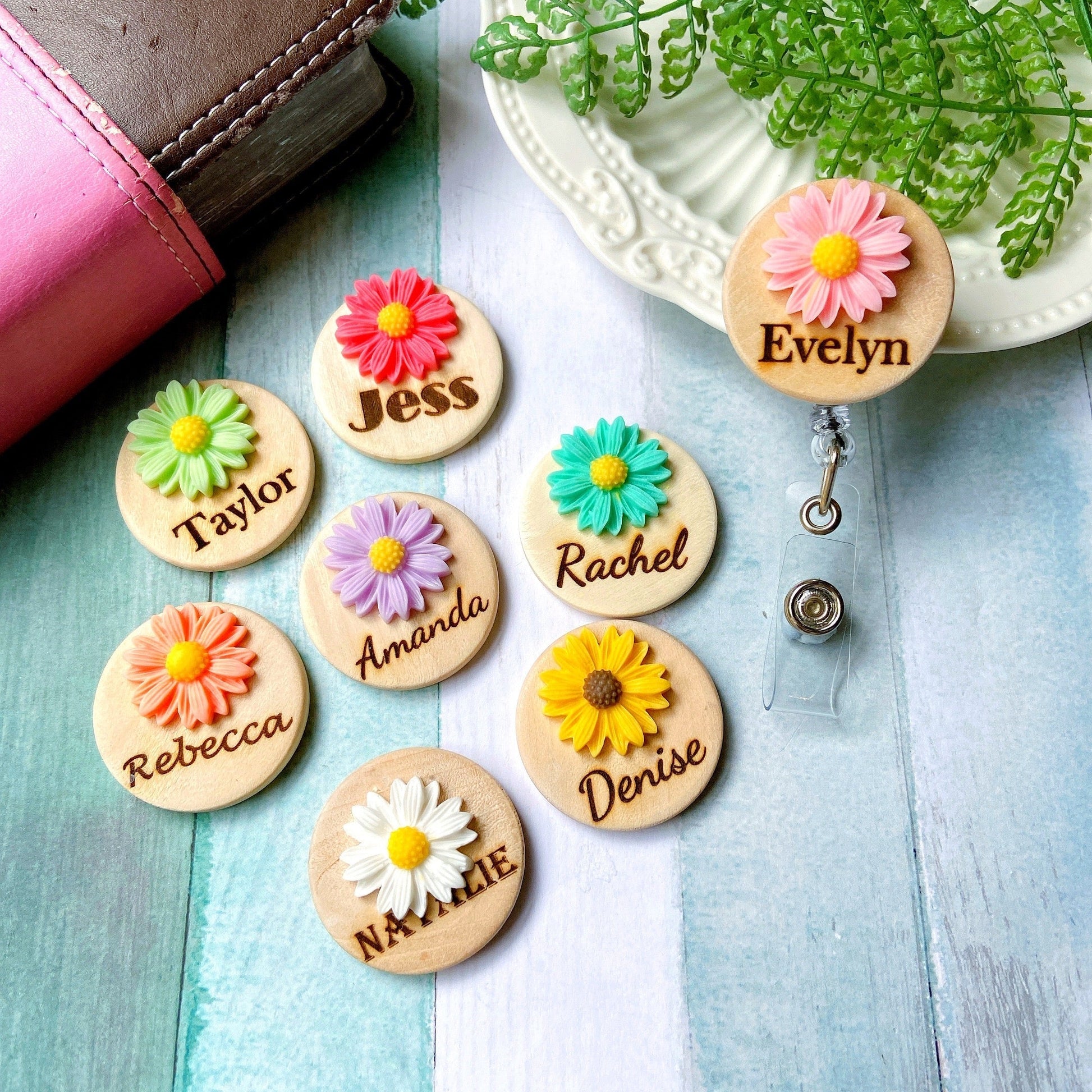 Chrysanthemum Handmade 3D Personalized Name Badge Reel - Rose Pink – Mrs  Beads Accessories